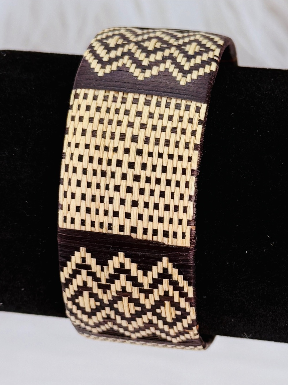 Tribal Bohemian chic black and cream adjustable bracelet